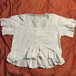 White Eyelet Ruffle Top